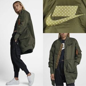 Nike NSW Insulated Long Varsity Bomber Jacket Green Camo Orange  Jacket small